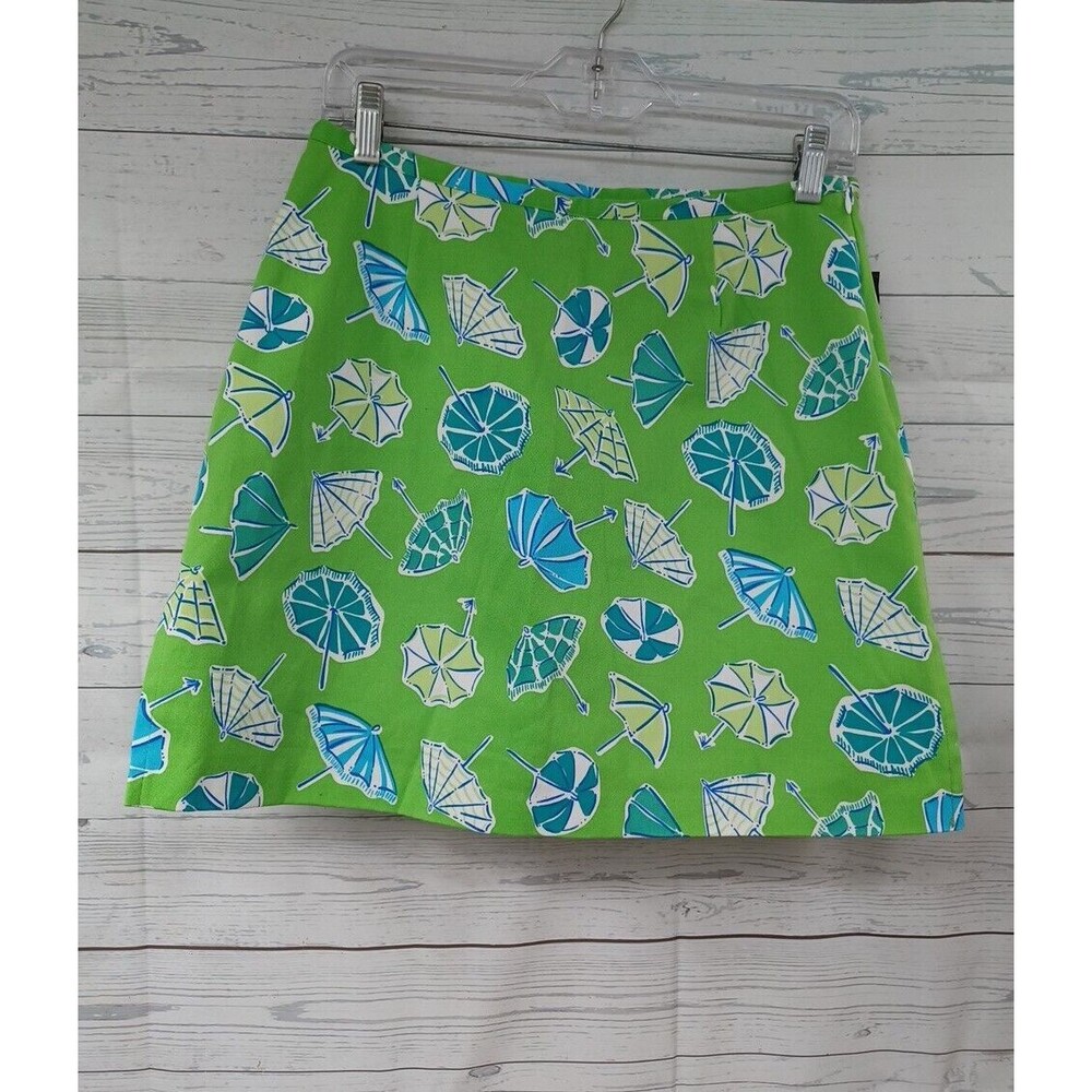 Briggs Novelty Print Umbrella Skorts Skirt Tennis High Waist Mini Sz 10 Green